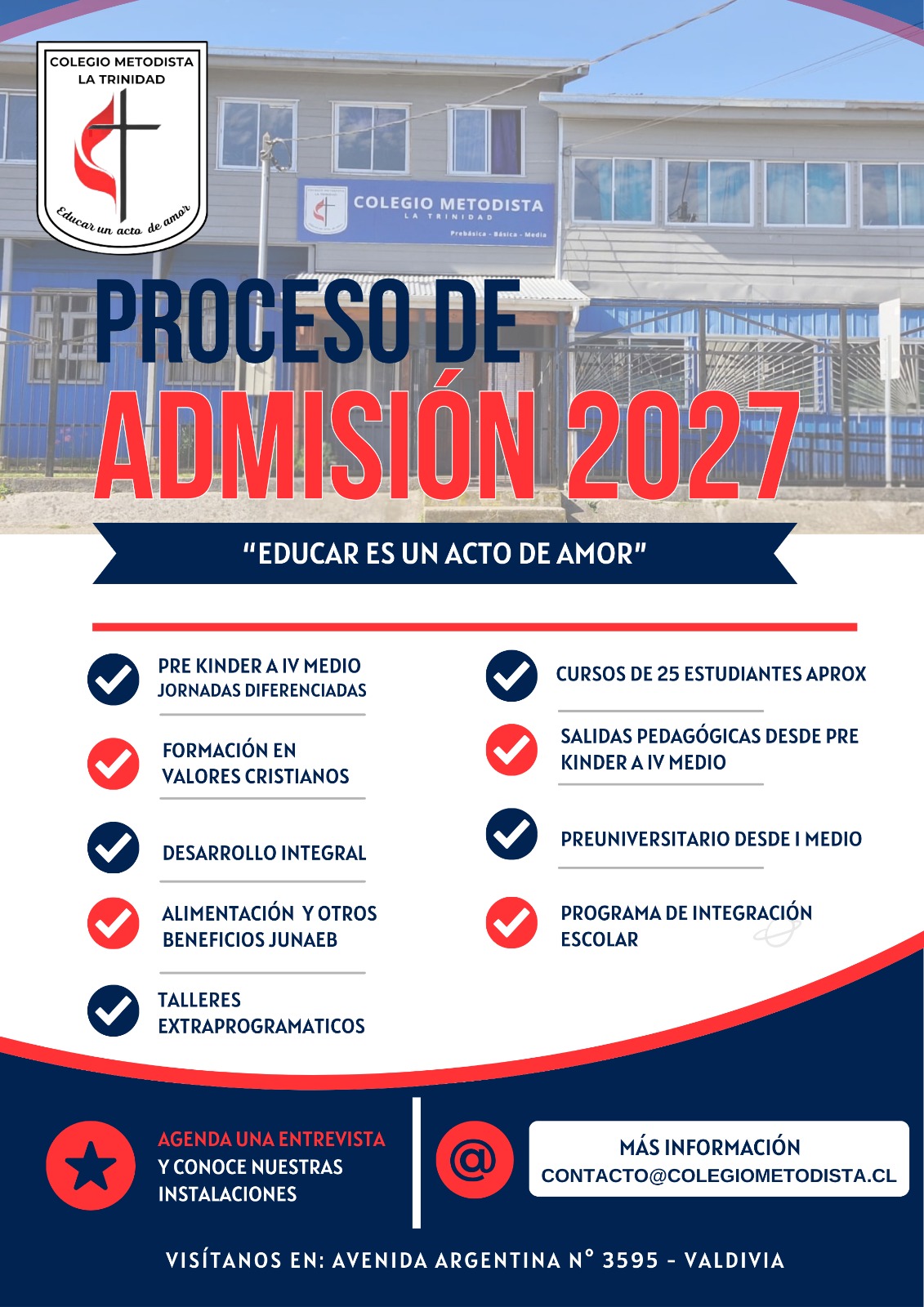 Proceso de Admisión 2027 - Colegio Metodista La Trinidad